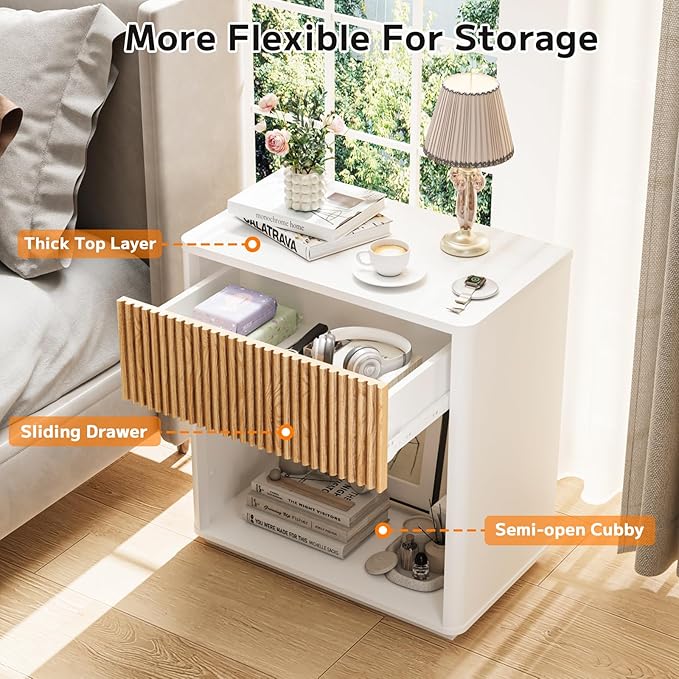 Modern Fluted Nightstand Set of 2
