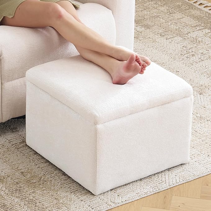 Cube Storage Ottoman, Chenille Ottoman Foot Stools, Ottoman Footstool