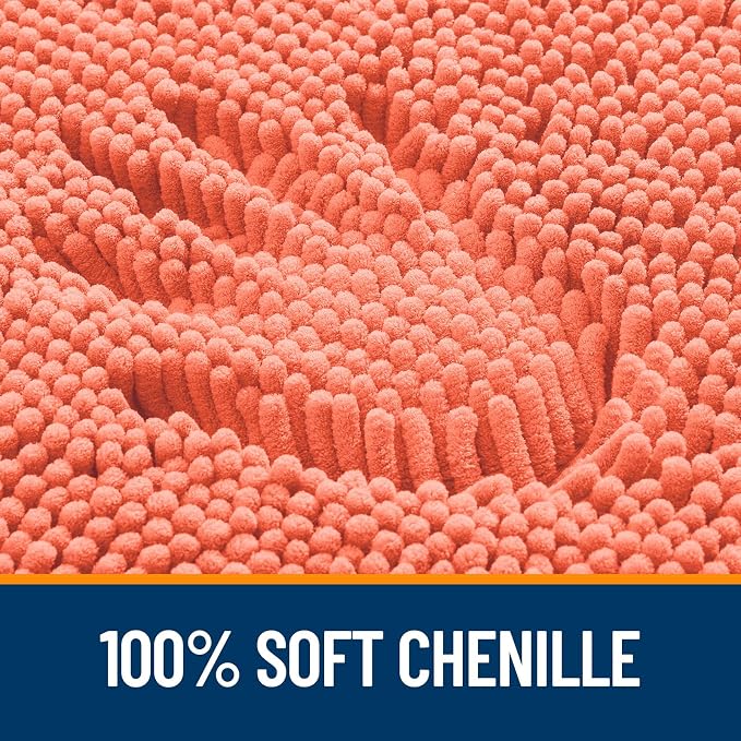 OLANLY Large Bathroom Rugs 47x32, Extra Soft Absorbent Chenille Bath Rugs, Rubber Backing Quick Dry, Machine Washable Bath Mats for Bathroom Floor, Tub and Shower, Home Decor Accessories, Coral