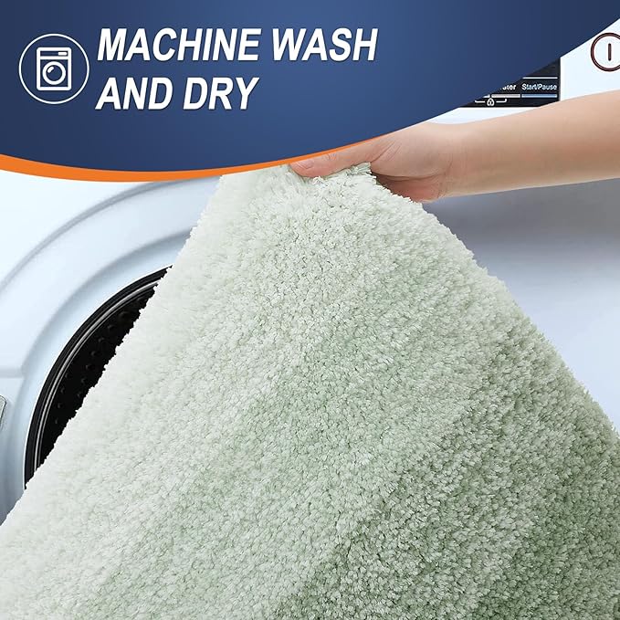 OLANLY Bathroom Rugs Mat 34x21, Extra Soft Absorbent Microfiber Bath Rugs, Rubber Backing, Quick Dry, Machine Washable Bath Mats for Bathroom Floor, Tub and Shower, Home Decor Accessories, Sage Green