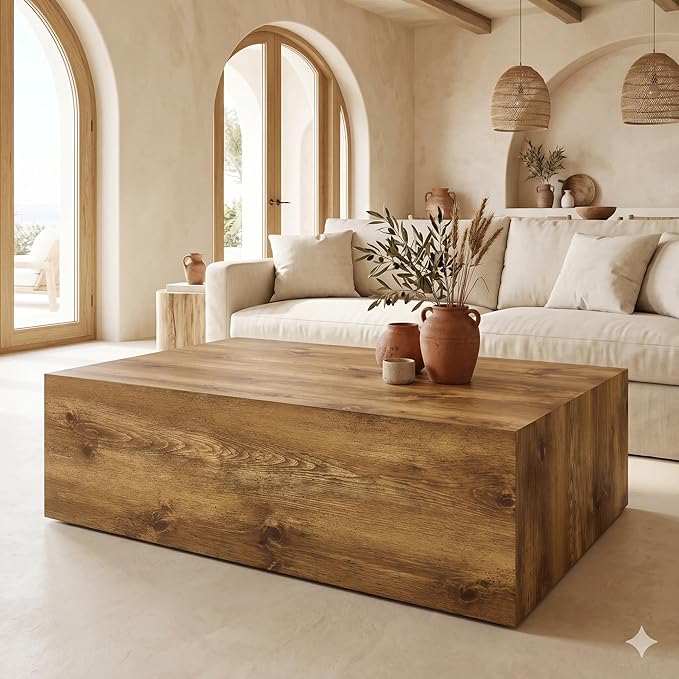 Coffee Table Living Room Table, Faux Marble Coffee Tables, Modern Wood Coffee