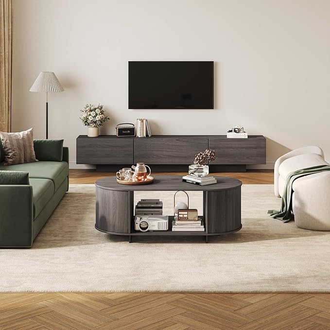 Coffee Table and TV Stand Set of 2, 76.4'' Modern TV Console, Entertainment
