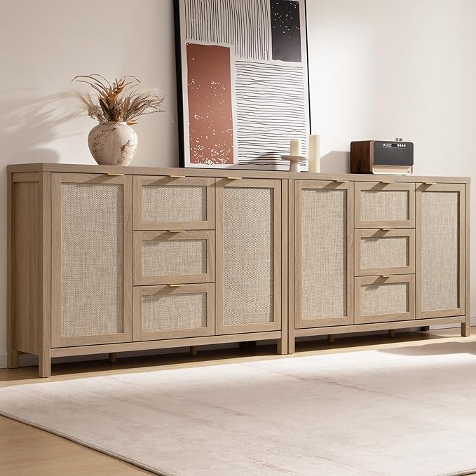 SICOTAS Rattan Large Sideboard Buffet Cabinet