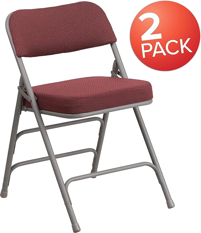 Flash Furniture 2 Pack HERCULES Series Premium Curved Triple Braced & Double