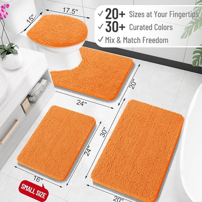 OLANLY Large Bathroom Rugs 47x32, Extra Soft Absorbent Chenille Bath Rugs, Rubber Backing Quick Dry, Machine Washable Bath Mats for Bathroom Floor, Tub and Shower, Home Decor Accessories, Orange