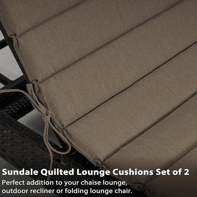 Sundale Outdoor Olefin Quilted Lounge Cushion Set of 4, Patio Foldable Chaise