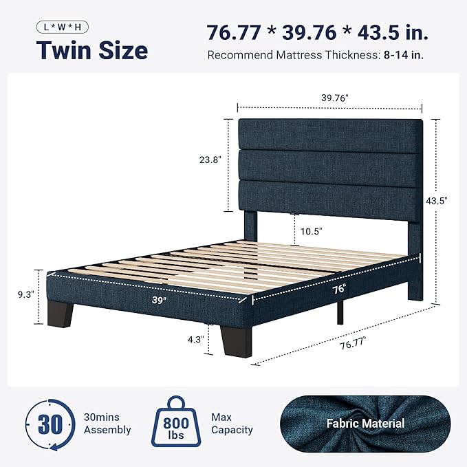 Allewie Twin Size Platform Bed Frame