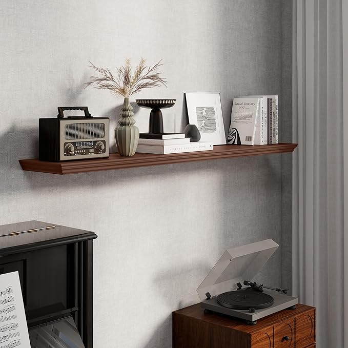 Fun Memories Floating Shelves 55 Inch Long, 9.3 Inch Deep Classic Crown Molding