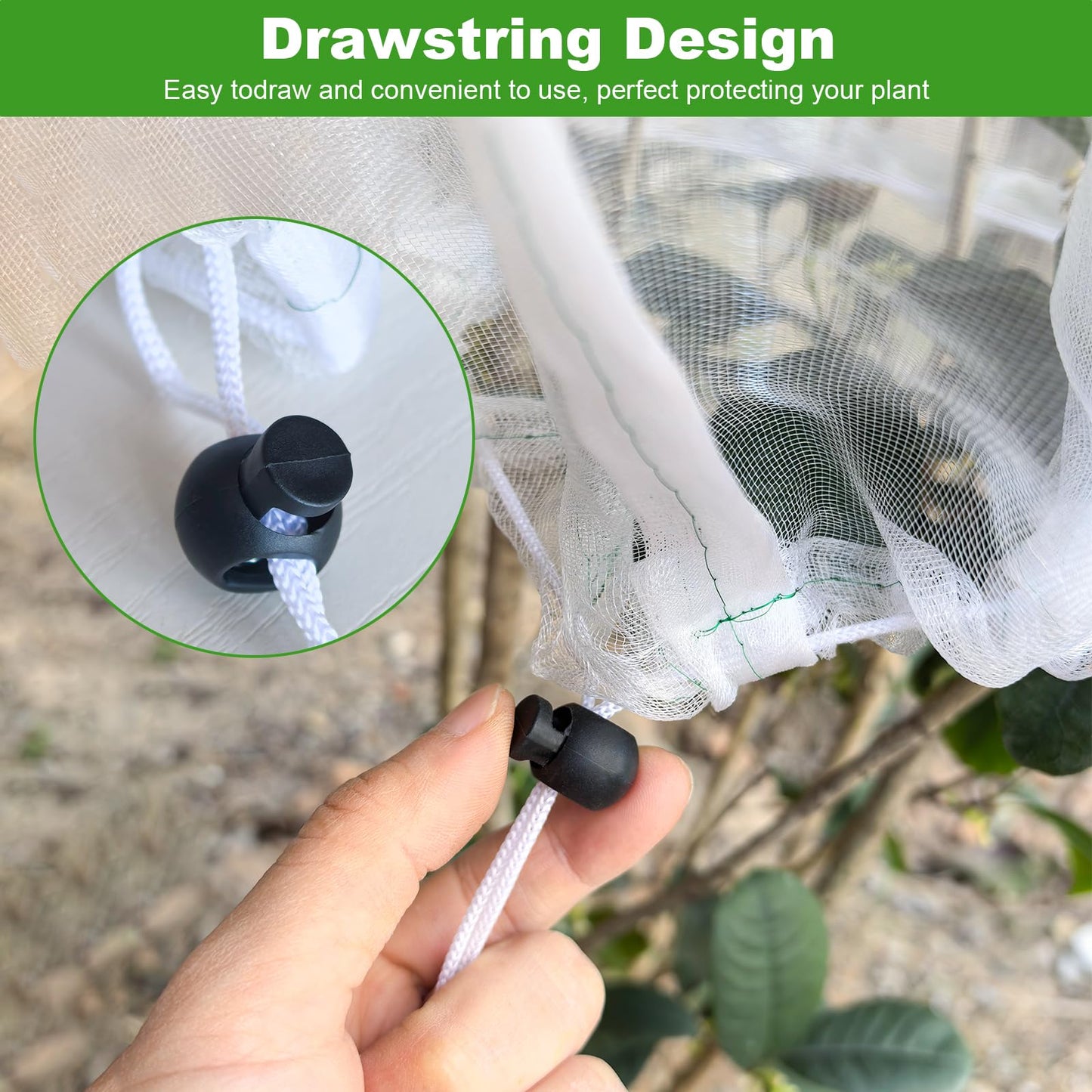 Large Fruit Tree Netting, 2 Pack 10x10Ft Garden Netting Pest Barrier Mesh Covers Bags with Zipper and Drawstring Insect Bird Cover Netting Plant Protection Covers for Vegetables Bushes