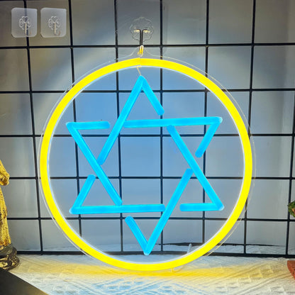 Attivolife Jewish Star Neon Sign, Star of David Hanukkah Decoration for Wall, Chanukah LED Lamp USB Power, Family Guardian Birthday Gifts for Women, Housewarming Gifts