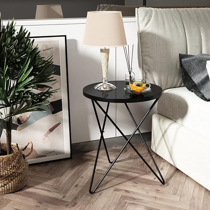 HLR Modern Round Side Table, End Table