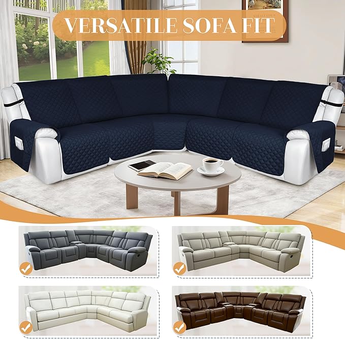 HDCAXKJ 100% Waterproof Reclining Sectional Couch Covers L Shape Recliner Sofa