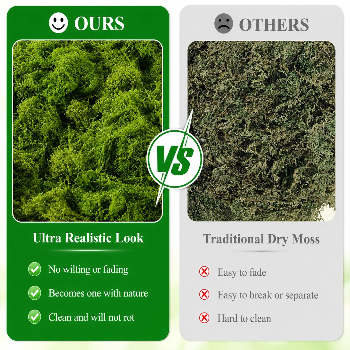 Sileasncei Faux Green Moss 10.6oz for Terrarium, Potted Plant Soil Cover & Wedding Table Centerpieces, Realistic Forest Style Moss for DIY Botanical Decor, Vase Fillers & Maintenance Free Greenery