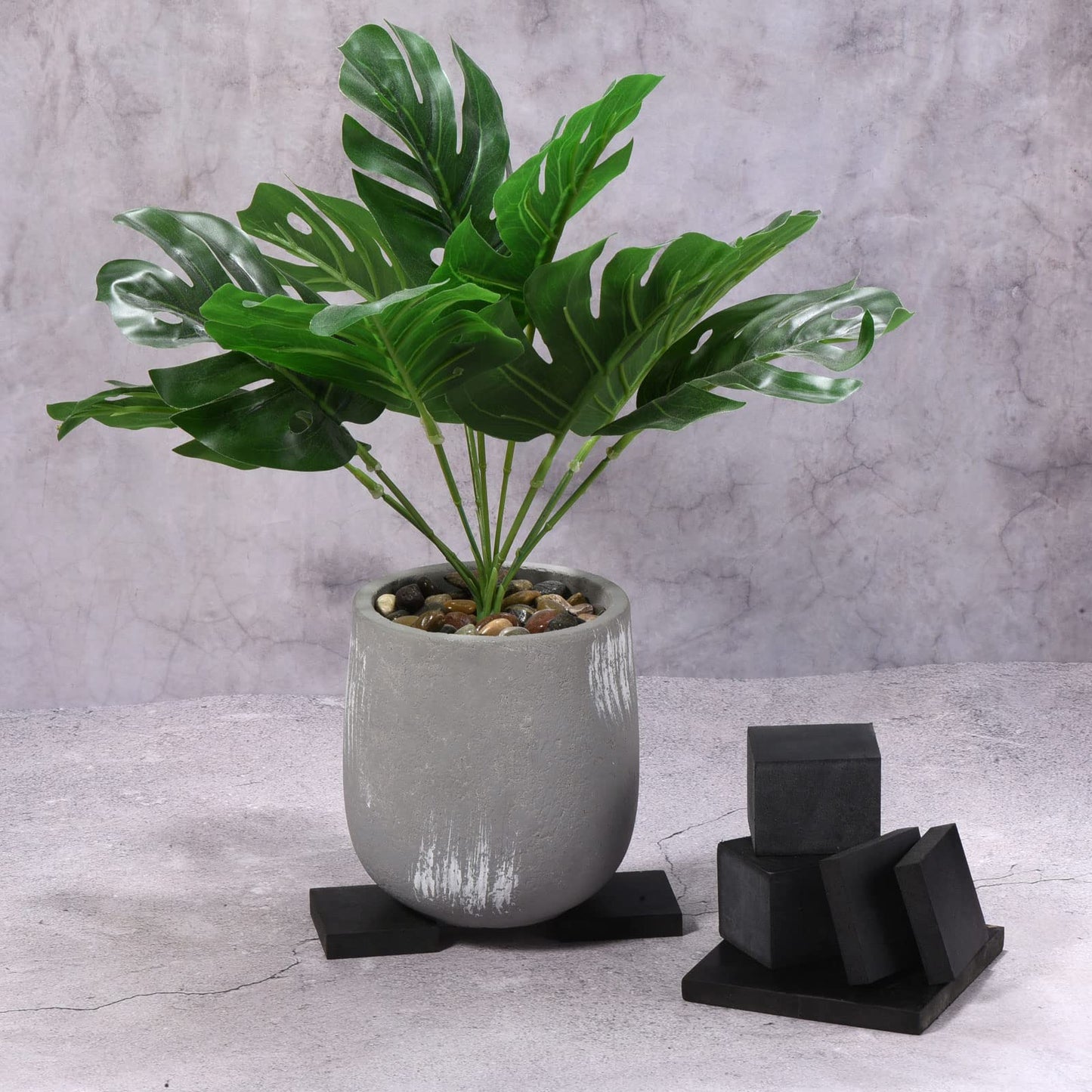 PATIKIL Plant Pot Feet 2x2x1.6 Inch, 8 Pack Invisible Riser Rubber Square for Outdoor Garden Patio Deck Flower Planters, Black