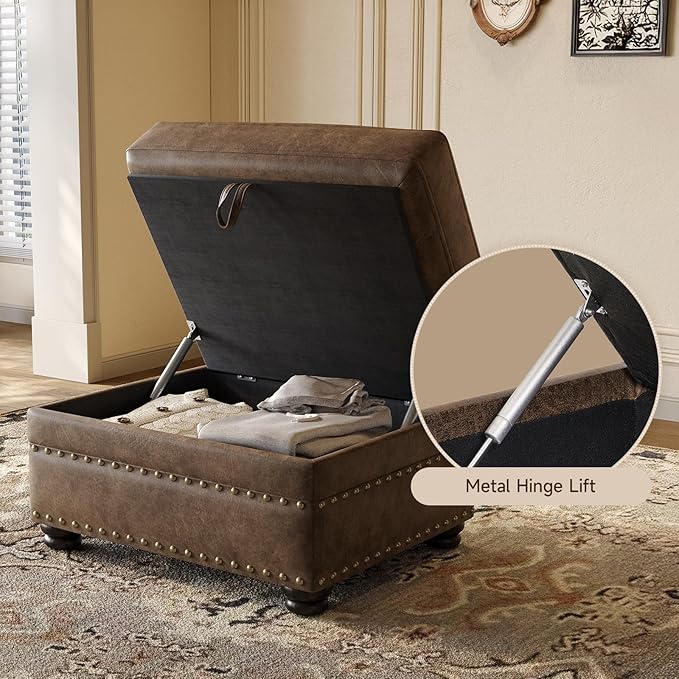 ONBRILL Faux Leather Ottoman