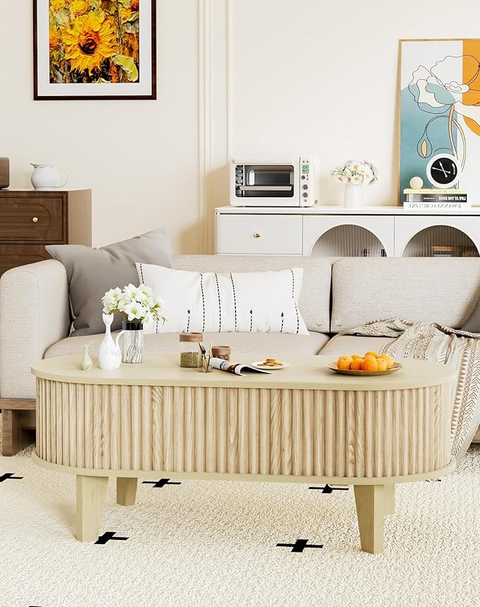 Oval Coffee Table with Lifting Top