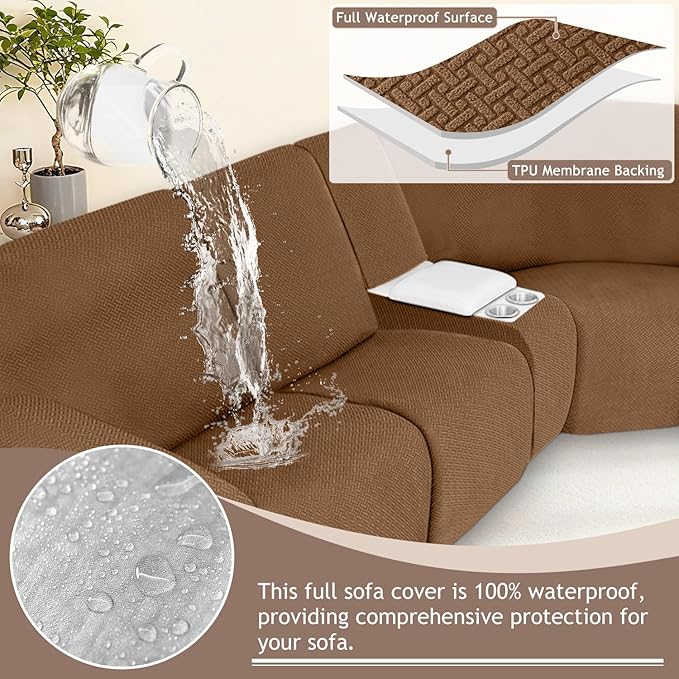 ALIECOM 100% Waterproof Recliner Sectional Couch Covers L Shape Stretch Corner