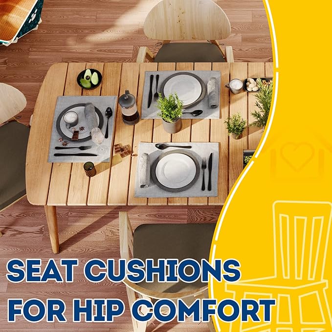 AAAAAcessories D-Shaped Chair Cushions, Machine-Washable Cover