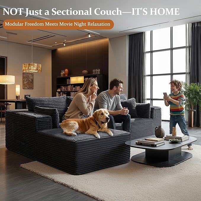 108" Oversized Cloud Sectional Couch, Comfort L Shaped Boneless Couch
