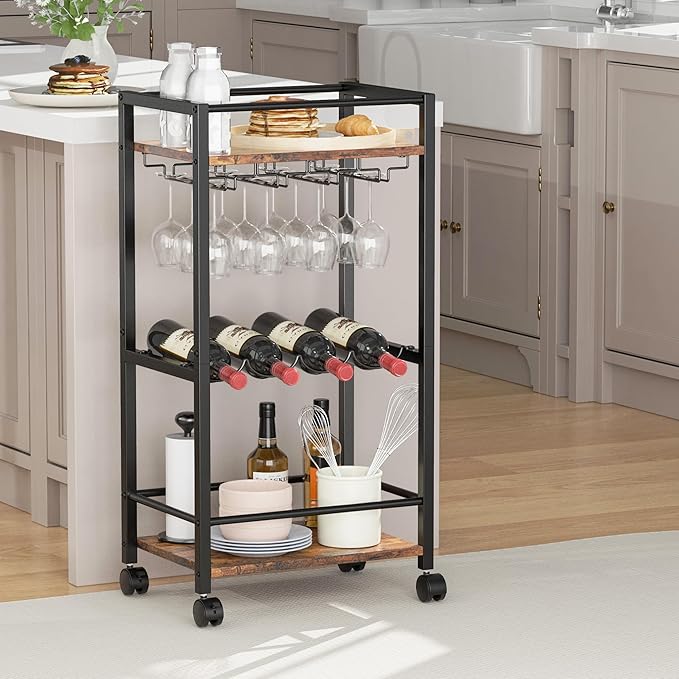 Bar Cart, Home Bar Serving Cart, Mobile Kitchen Carts