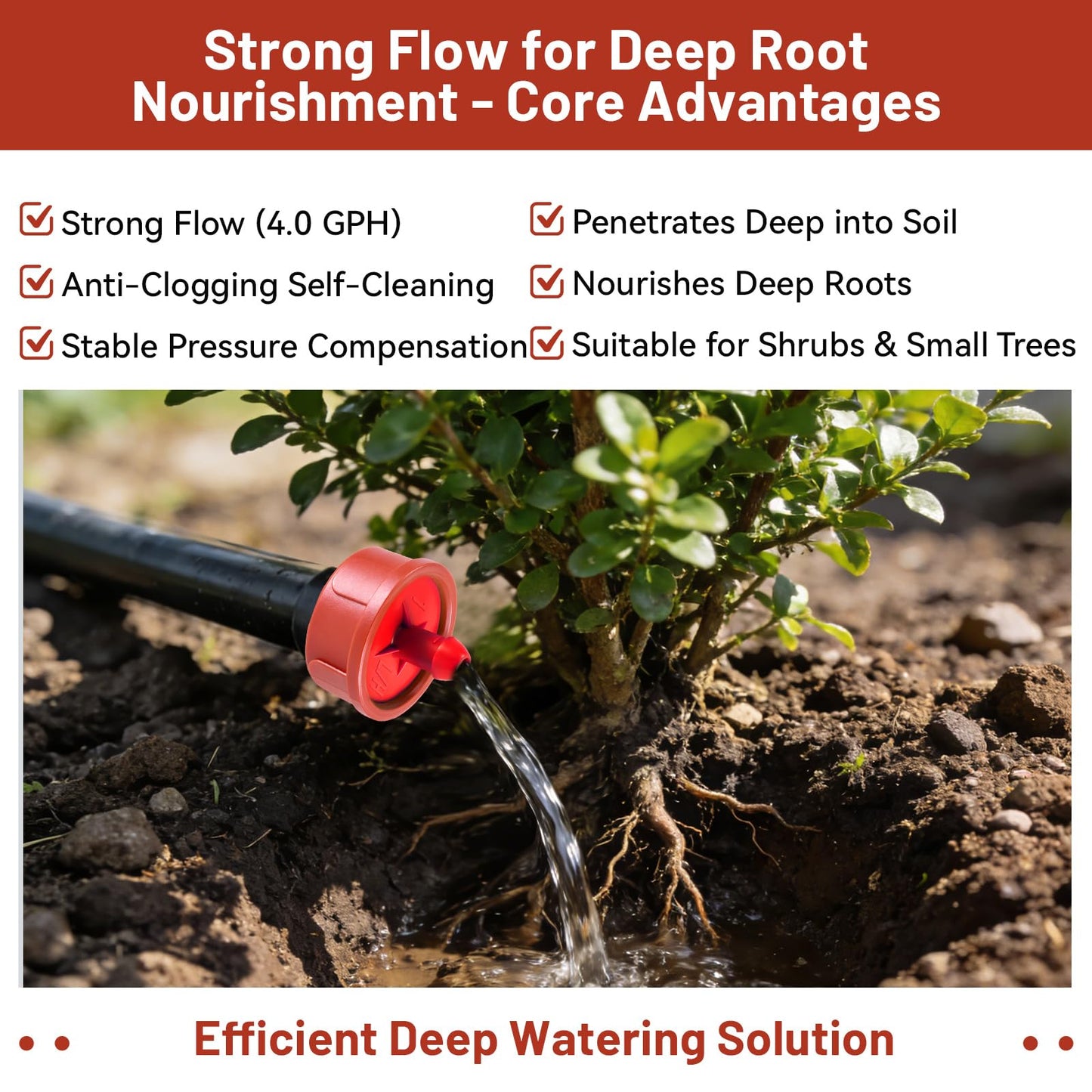 100 PCS 4 GPH Pressure Compensating Drip Irrigation Spot Dripper, Max Flow Drip Irrigation Emitters Heads for Dry Soil Thirsty Plants, Irrigation Drippers Parts for Arid Area Outdoor Irrigation