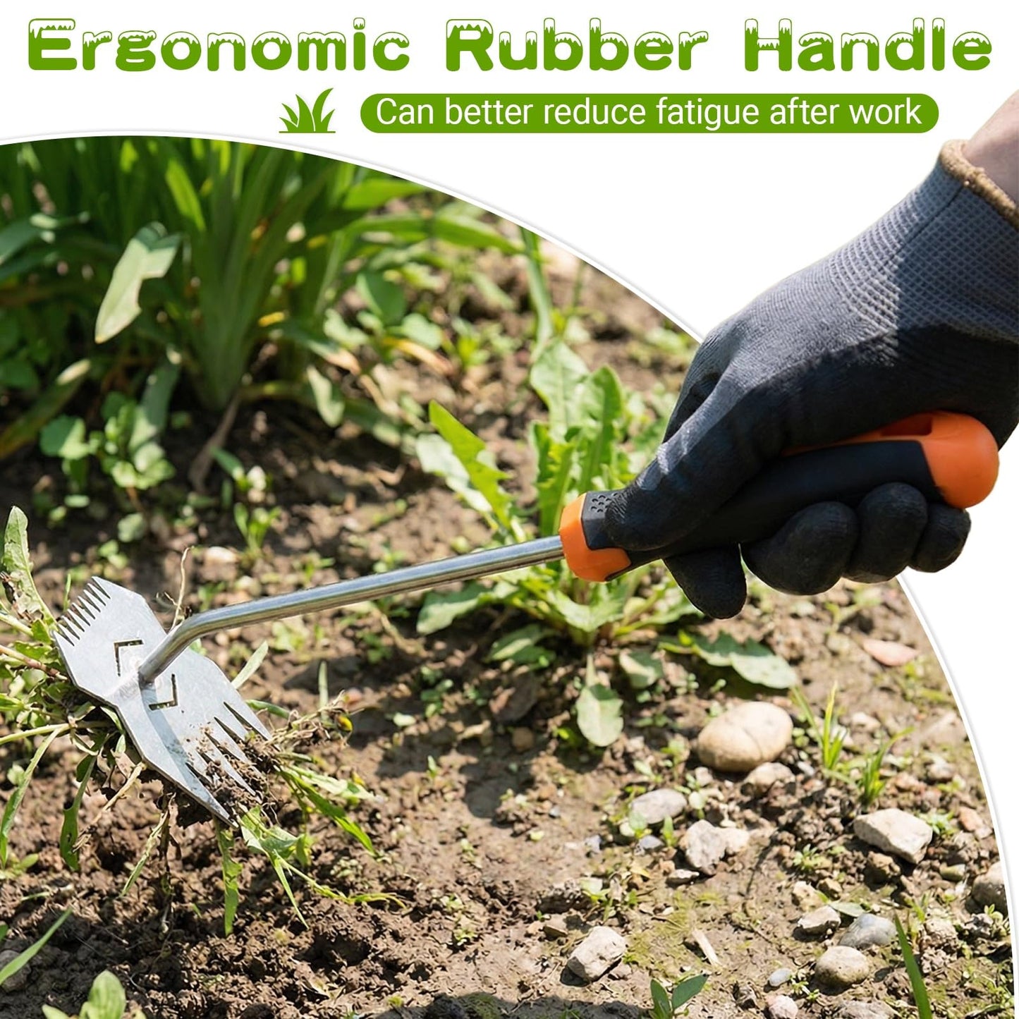 Weeder Tool,2026 Portable Weeding Tool,Stainless Steel Garden weed pulling tool,Adopt Anti slip Rubber handle,conforms to ergonomic curves,Suitable For Vegetable Cultivation And Horticulture on Farms