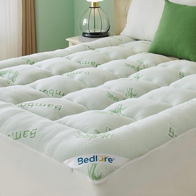 BEDLORE Twin Mattress Topper Viscose Derived from Bamboo, Thick Pillow Top