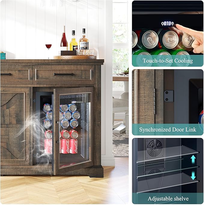 LUXOAK 60" Farmhouse Coffee Bar Cabinet