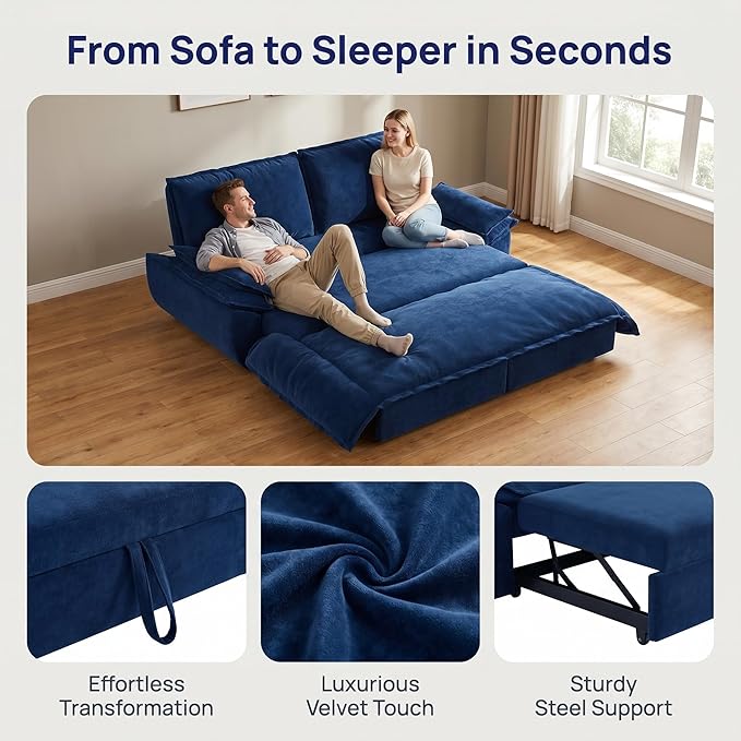 73.2" Sofa Bed Queen, 3-in-1 Pull Out Sofa Bed