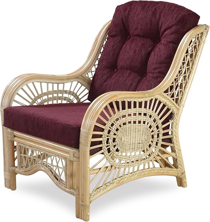 Malibu Lounge Living Accent Armchair Natural Rattan Wicker Handmade Design