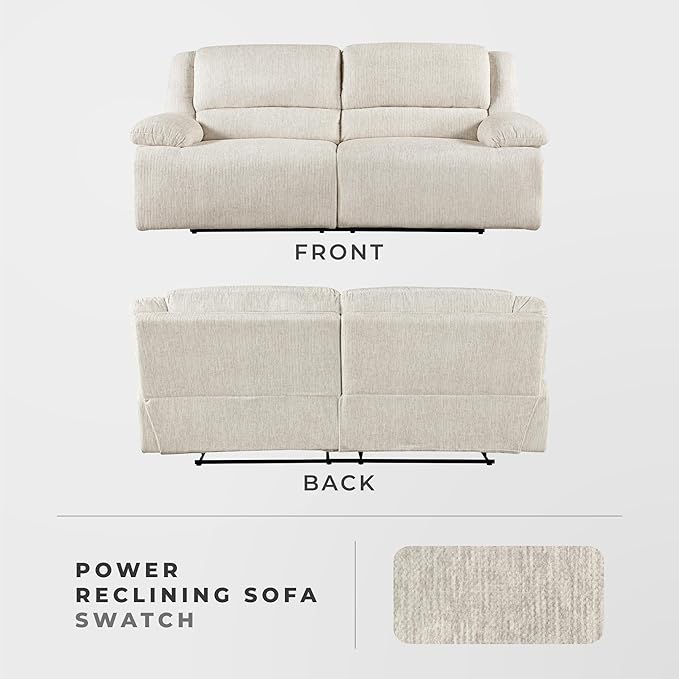Lexicon Power Double Reclining Sofa, Textured Microfiber Wall Hugger Recliner