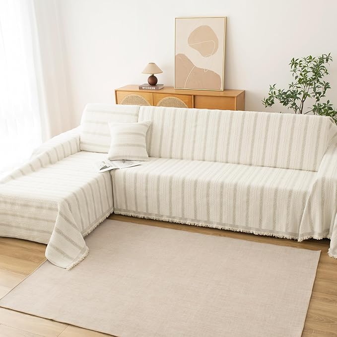 Boho Sofa Covers for 3 Cushion Couch, Chenille Sofa Slipcover for Pets Washable
