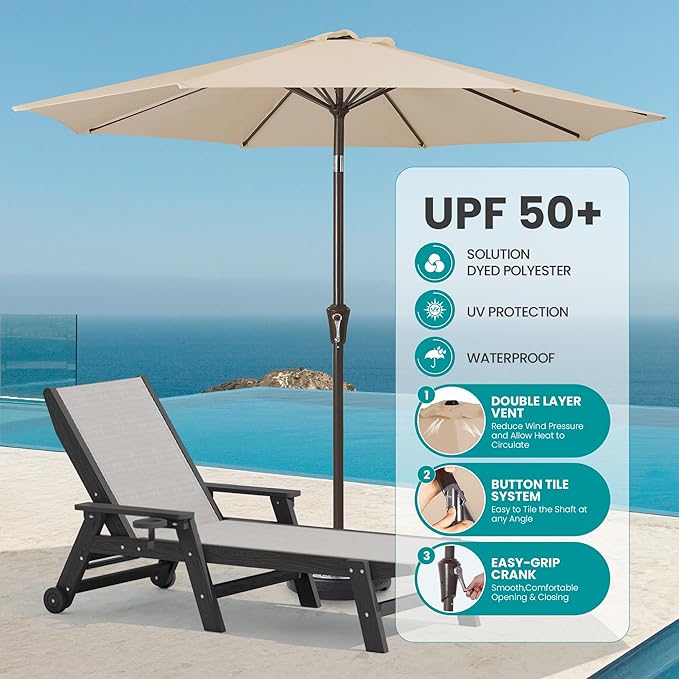SERWALL Textilene Patio Chaise Lounge Chair Set of 2