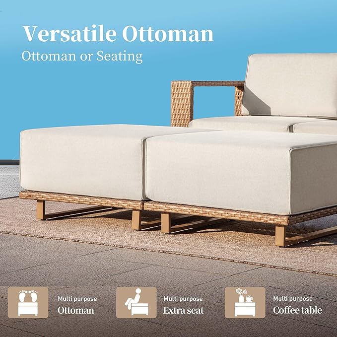 SUNSHINE VALLEY 4 Pieces Patio Furniture Set, Outdoor Rattan Wicker Chairs and