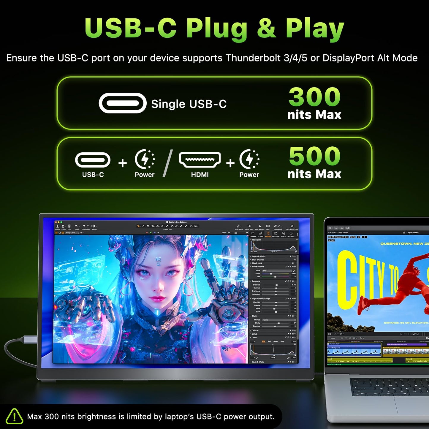 Upperizon Portable Monitor 18.5 inch 2K QHD 120% sRGB 120Hz IPS HDR HDMI USB-C Travel Monitor for Laptop MacBook PC Surface PS5 Xbox, Large External Display with Kickstand & Speakers, VESA Compatible