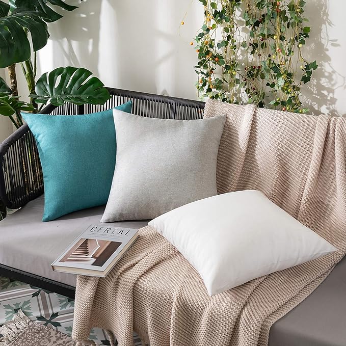 MIULEE Pack of 2 Decorative Outdoor Solid Waterproof Throw Pillow Covers Euro