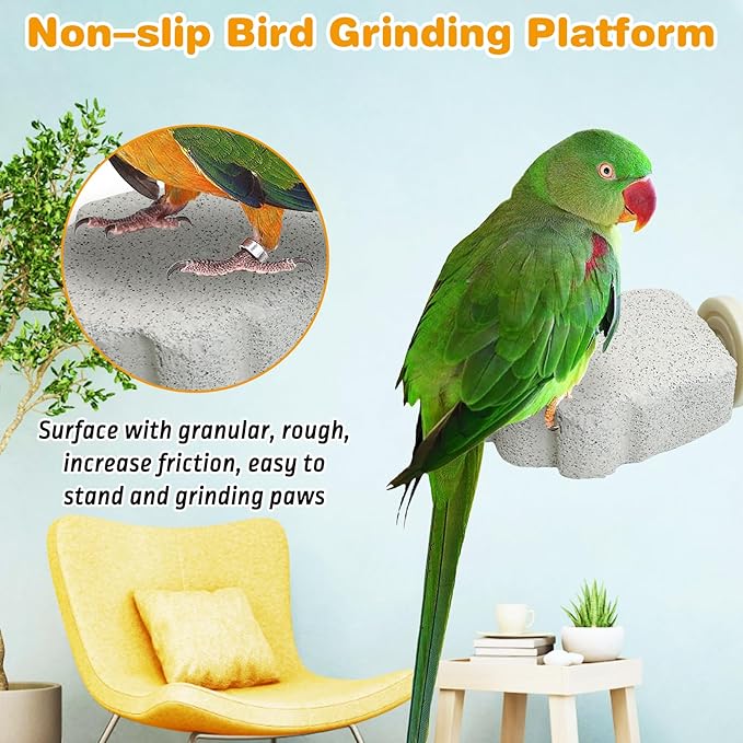 PINVNBY 8 PCS Bird Perches Calcium Parrot Perch Stand Bird Beak Grinding Stone Foot Claws Trimmer Parrot Chewing Toys Bird Cage Accessories for Budgie Cockatiel Conure Lovebird Finch