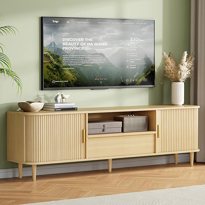 IRONCK Modern Fluted TV Stand for TVs Up to 80 inches, TV Console