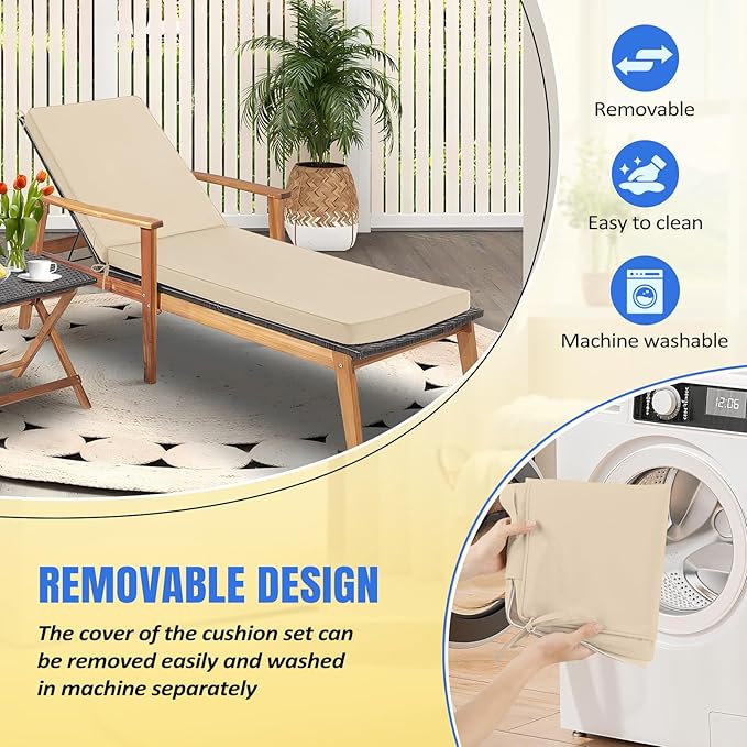 Basic Beyond Chaise Lounge Cushions Outdoor, 3-Layer Waterproof Outdoor