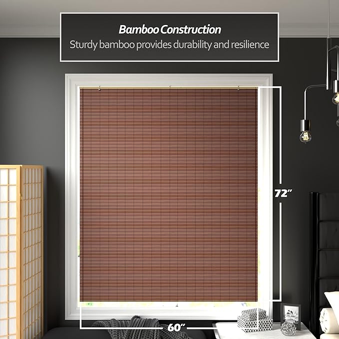 Red Lantern Bamboo Cordless Window Shade