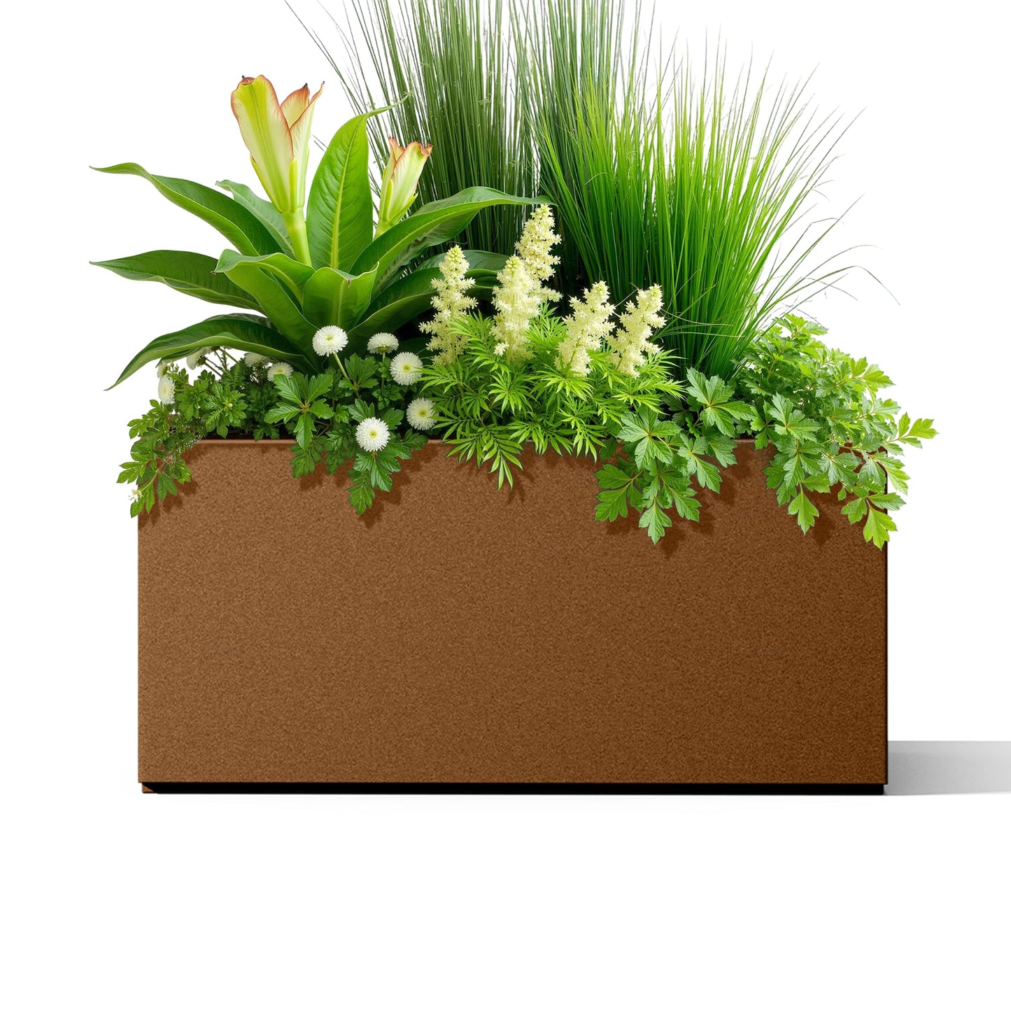 Tall Metal Planter, 10" W×16.3" H Large Rectangular Planter Box for Outdoor or Indoor, All-Weather Durable Plant Box with Drainage Holes & Removable Shelf for Patio, Porch, Garden, Trees, Flowers