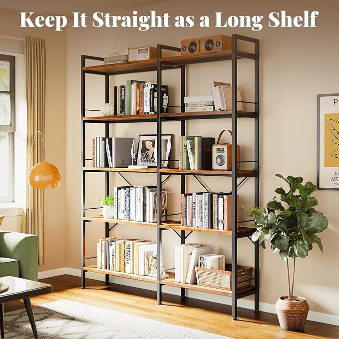 Huuger 5 Tier Bookshelf, L Shaped Corner Bookshelf