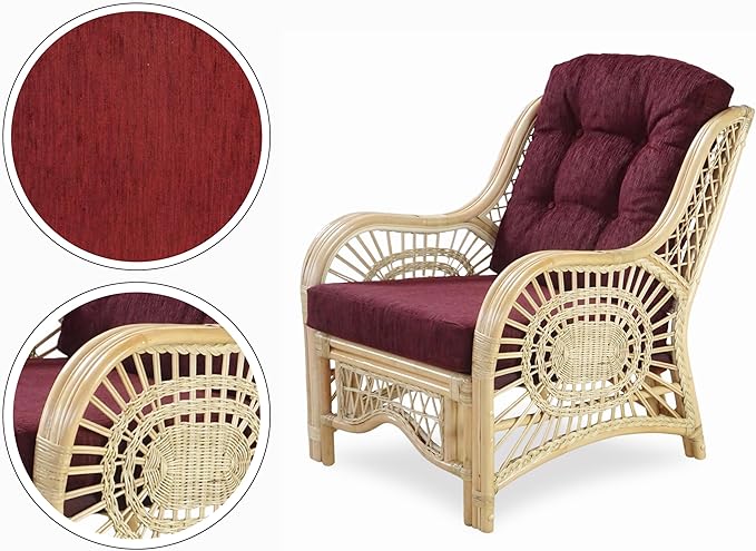 Malibu Lounge Living Accent Armchair Natural Rattan Wicker Handmade Design