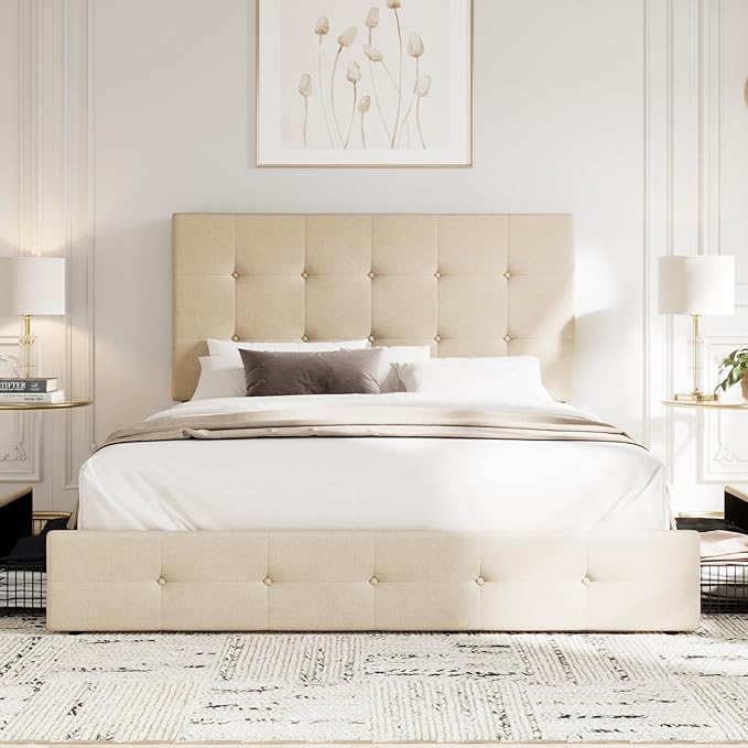 Allewie Upholstered Queen Size Platform Bed Frame