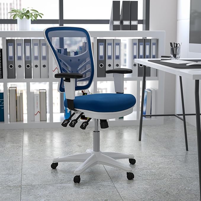 Flash Furniture Nicholas Mid-Back Blue Mesh Multifunction Executive Swivel