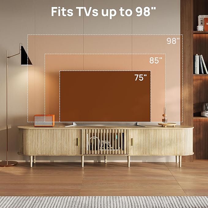 94.5" Fluted Mid Century Modern TV Stand