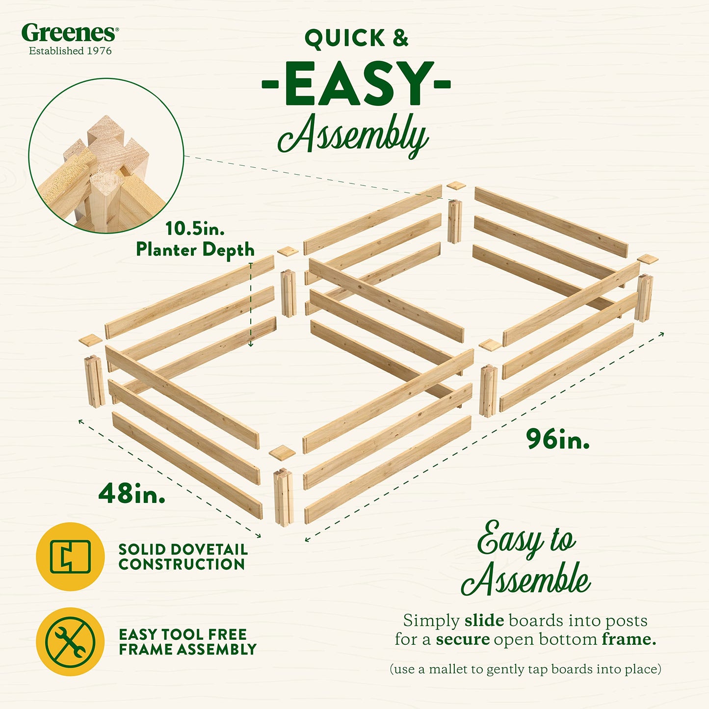 Greenes Fence Premium Cedar Raised Garden Bed, 4' x 8' x 10.5" (3/4" Thick) - Made in USA with North American Cedar