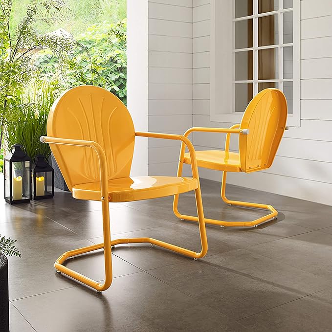 Crosley Furniture Griffith Outdoor Chair, Retro Metal Patio Chairs
