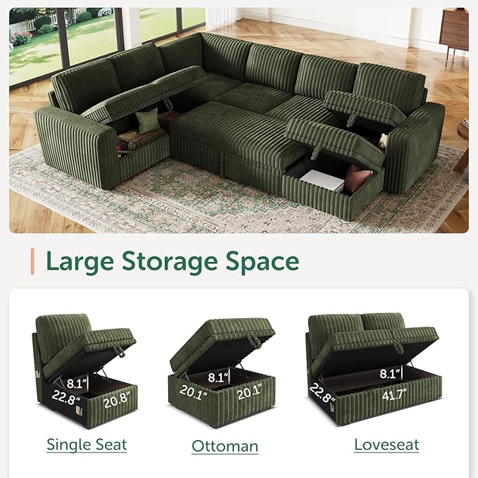 HONBAY Modular Sectional Sleeper Sofa