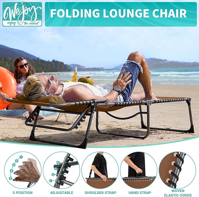 #WEJOY Folding Lounge Chair Outdoor, 5-Position Adjustable Sunbathing Tanning